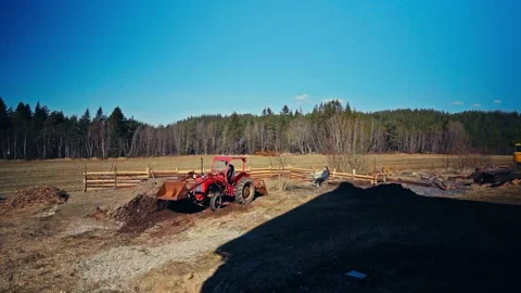 Farm Work with Tractor - Timelapse - Norway Stock Footage 344954954