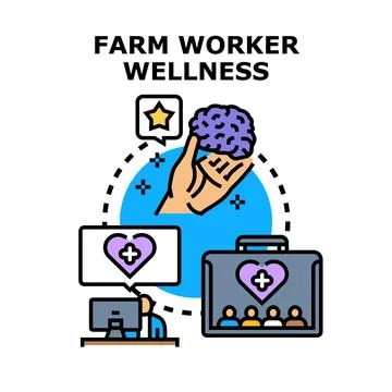 Farm worker wellness concept promoting mental health Stock Illustration