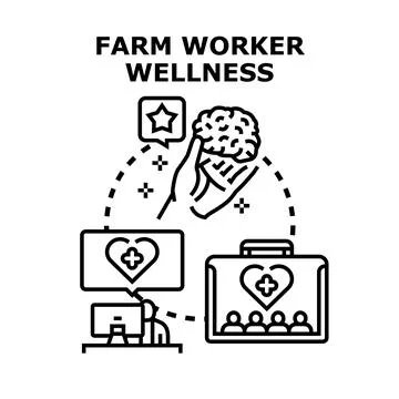 Farm worker wellness concept promoting mental health Stock Illustration