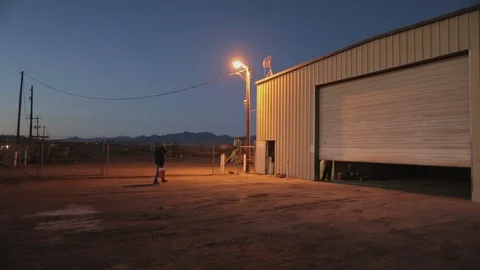 Farm Workers arrive to Shop at Dawn Stock Footage 101972435