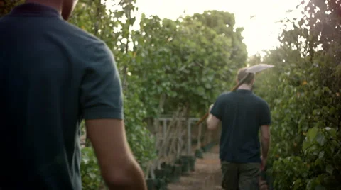 Farm workers with gardening tool. Stock Footage 64032375