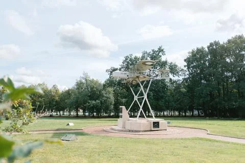 'Farman' plane, Monument dedicated to the centenary of the first military Stock Photos