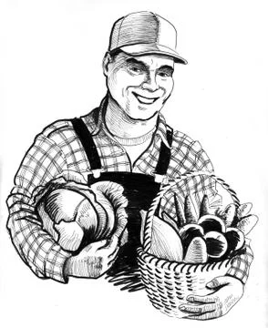 Farmer and crop Illustrazione stock