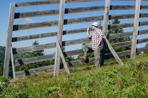 Farmer and a fence Stock Photos