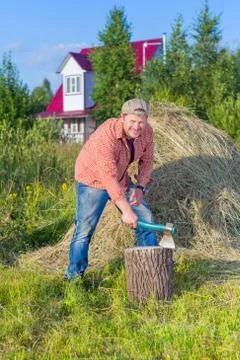 Farmer with an axe Stock Photos
