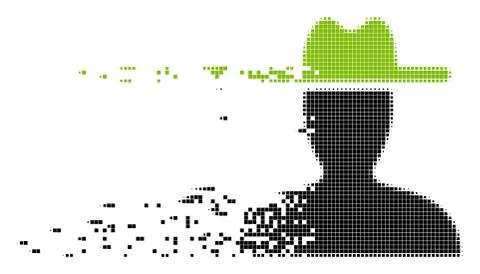 Farmer Broken Pixel Icon Stock Illustration