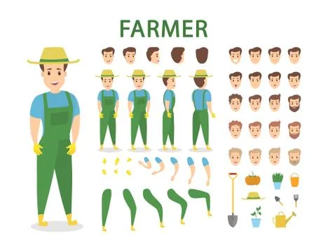 Farmer character set. Illustrazione stock