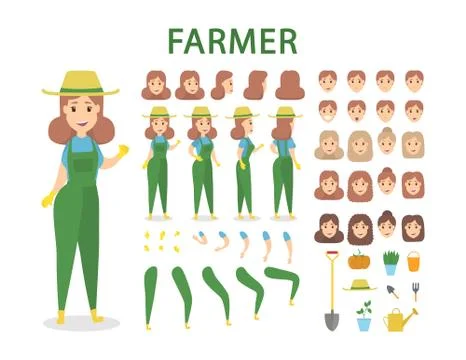 Farmer character set. Illustrazione stock