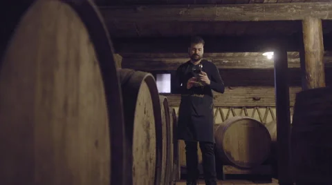 Farmer checking on wine Stock Footage 65227288