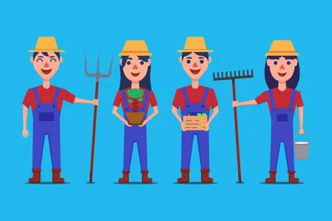 Farmer Collection concept working pack Stock Illustration