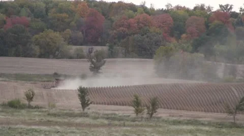Farmer Combining Stock Footage 8973667