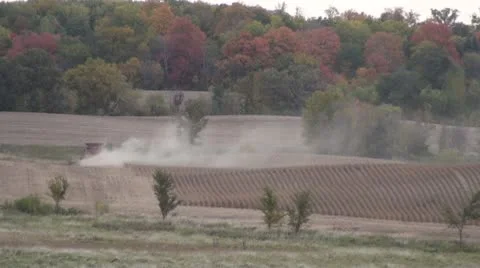 Farmer Combining Stock Footage 8973675
