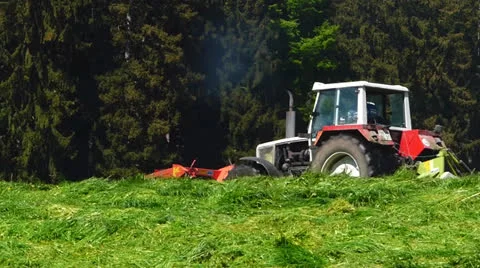 Farmer cuts grass Stock Footage 23570054