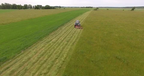Farmer cutting grass with tractor Video stock 95523540