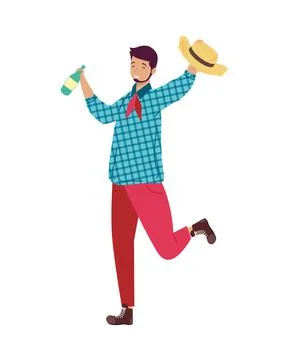 Farmer dancing character Stock Illustration