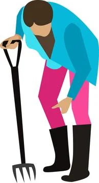 Farmer digging ground vector icon isolated on white Illustrazione stock