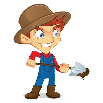 Farmer digging with a spade Stock Illustration
