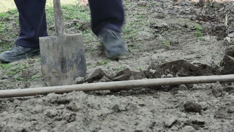 A farmer digs his spring garden 库存影片 237011864
