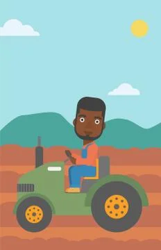 Farmer driving tractor Stock Illustration