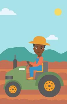 Farmer driving tractor Stock Illustration