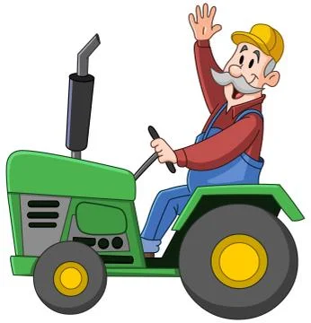 Farmer driving tractor Stock Illustration