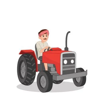 Farmer driving tractor Stock Illustration