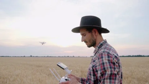 Farmer with drone Stock Footage 110818111