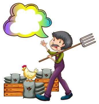 A farmer with an empty cloud callout Stock Illustration