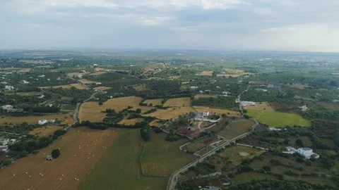 Farmer fields in Italy Drone flight 4k Stock Footage 90729464