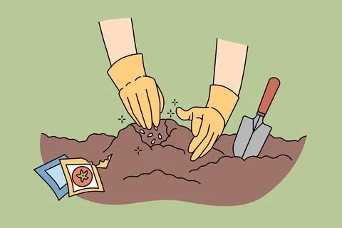 Farmer hands working in soil Illustrazione stock