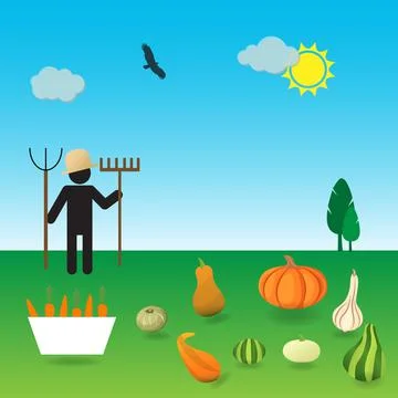 Farmer with harvest Stock Illustration