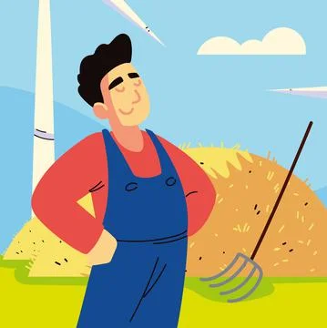Farmer with hay Stock Illustration