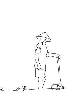 Farmer holding hoe Stock Illustration
