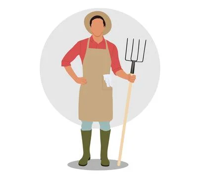 Farmer holding a pitchfork  Ilustración de archivo