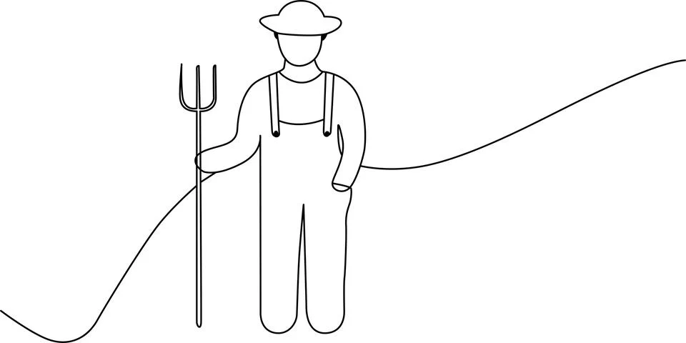 Farmer holding pitchfork Vector イラスト素材