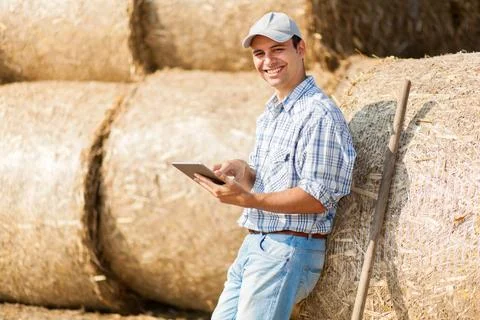 Farmer holding a tablet Stock Photos