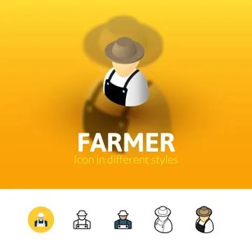Farmer icon in different style Stock Illustration