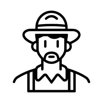 Farmer icon or modern line symbol. Vector line art and icon design with bol.. Stock Illustration