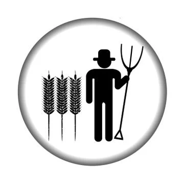 Farmer icon with pitchfork Stock Illustration