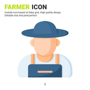 Farmer icon vector with flat color style isolated on white background イラスト素材