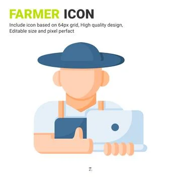 Farmer icon vector with flat color style isolated on white background Illustrazione stock
