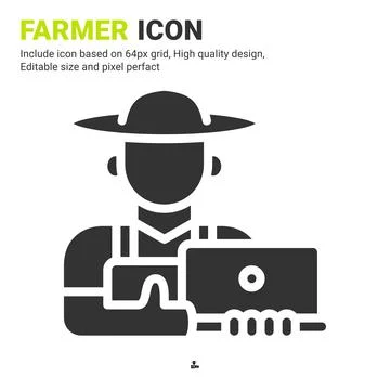 Farmer icon vector with glyph style isolated on white background イラスト素材