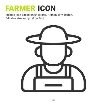 Farmer icon vector with outline style isolated on white background イラスト素材