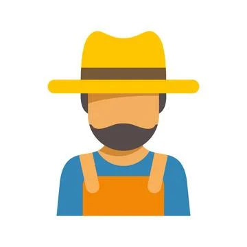 Farmer icon wearing hat and beard flat design Stock Illustration