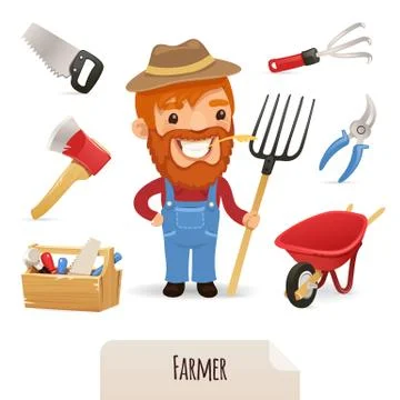 Farmer Icons Set Stock Illustration