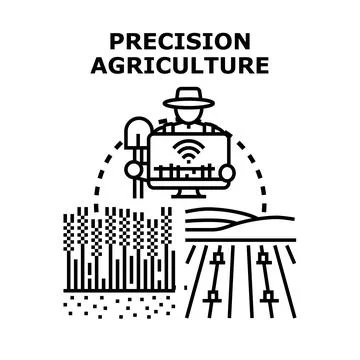 Farmer implementing smart farming precision agriculture technology Illustrazione stock