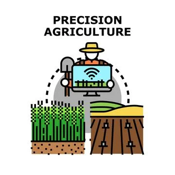 Farmer implementing smart farming precision agriculture technology Illustrazione stock