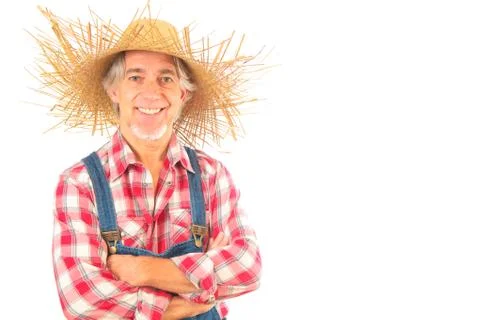 Farmer Isolated On White Stockfoto's
