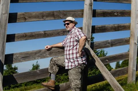 Farmer in a landscape Stock Photos
