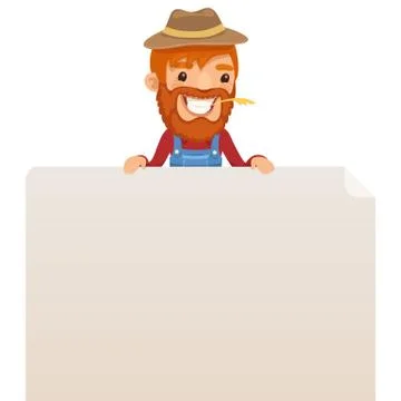 Farmer looking at blank poster on top Illustrazione stock